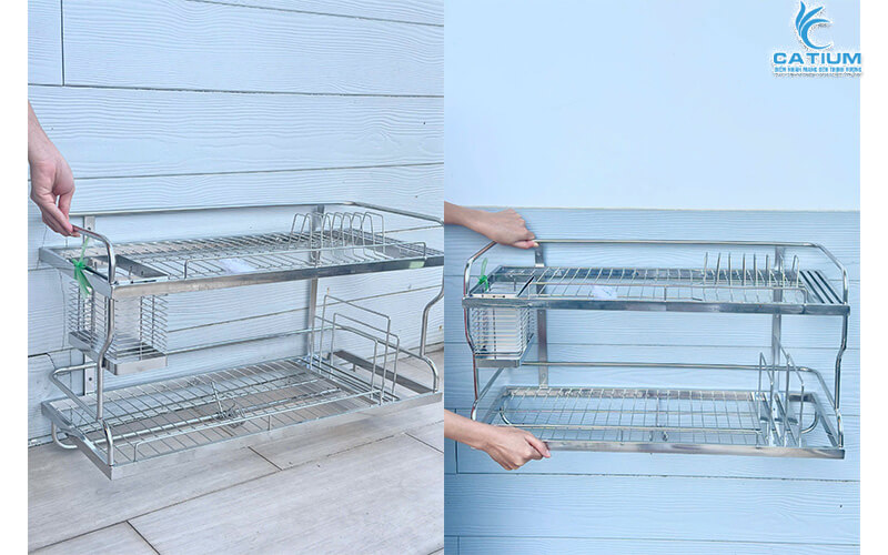 Kệ inox gắn tủ bếp