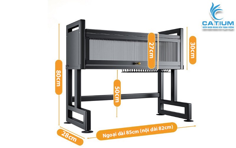 Kích thước kệ chén thép sơn tĩnh điện có nắp đậy 85cm