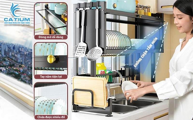 Thiết kế kệ chén có nắp đậy thông minh