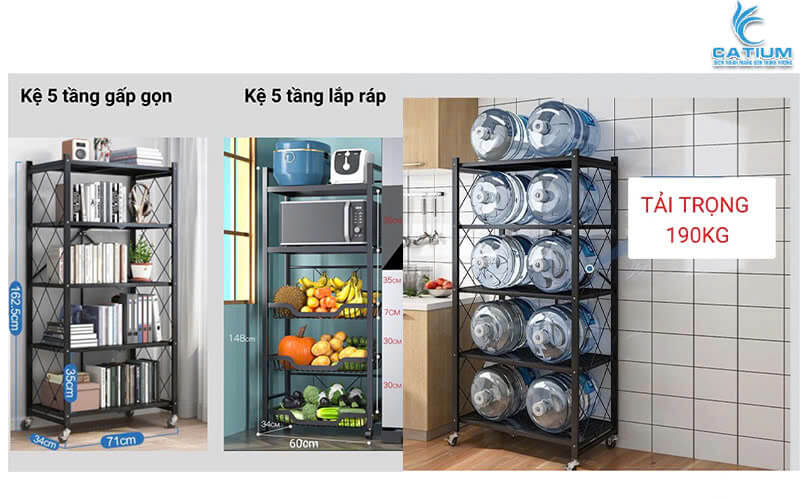 Kệ 5 tầng gấp gọn tải trọng lớn
