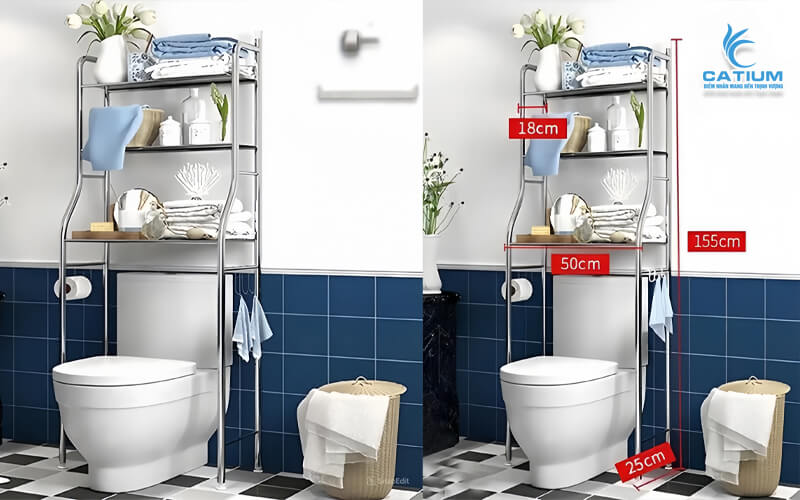 Kệ bồn cầu inox 3 tầng