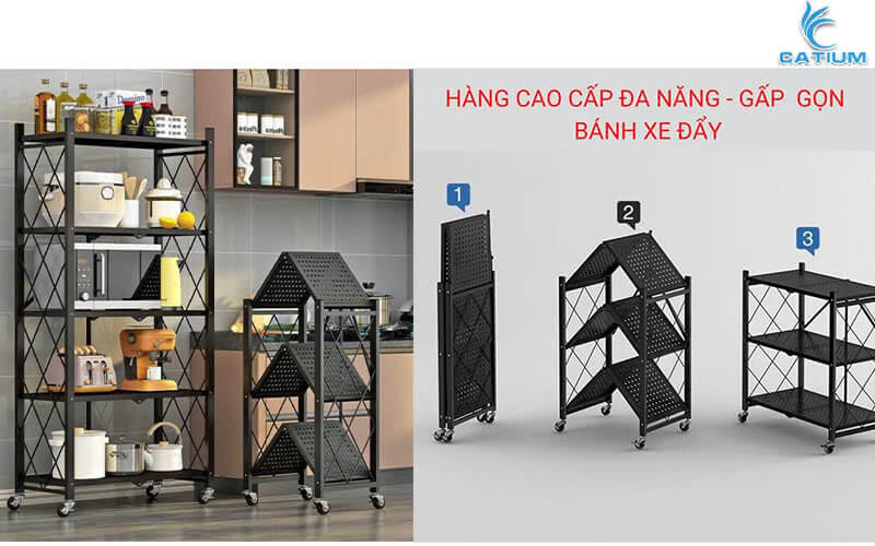Kệ gấp gọn có bánh xe