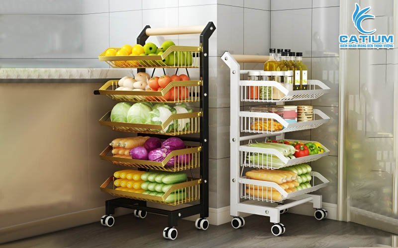Xe đẩy nhà bếp 5 tầng điều chỉnh tùy ý