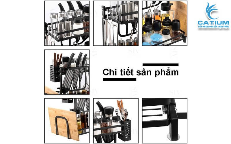 Thiết kế kệ gia vị đa năng sắp xếp nhiều đồ giải phóng không gian bếp
