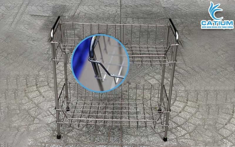 Kệ gia vị 2 tầng inox 201 thiết kế chắc chắn