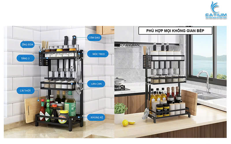 Thiết kế kệ gia vị thép carbon