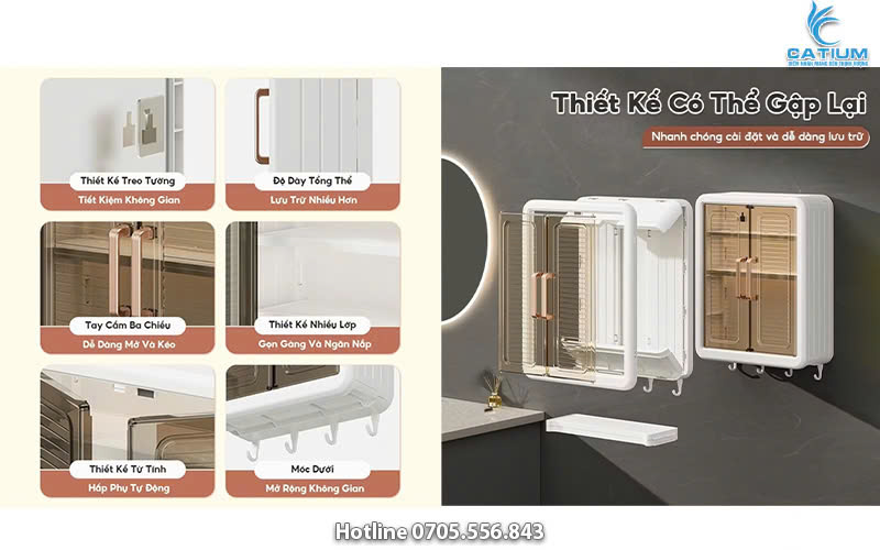 Tủ đựng mỹ phẩm gấp gọn