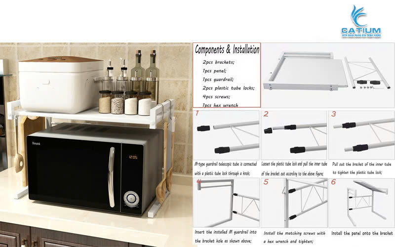 Hướng dẫn lắp đặt kệ để lò vi sóng 2 tầng
