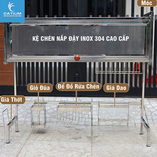 Kệ để chén inox 304 có nắp đậy hàng độc quyền tại CATIUM