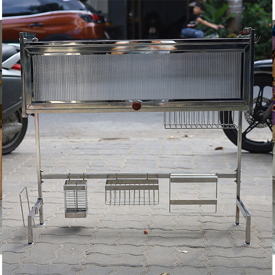 Ảnh thực kệ chén inox 201 có nắp đậy 95cm
