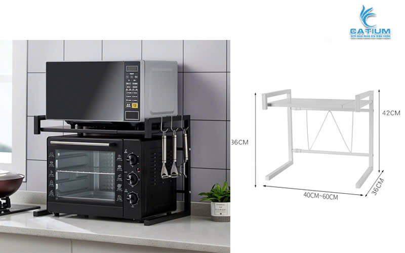 Thiết kế kệ để lò vi sóng 2 tầng sang trọng