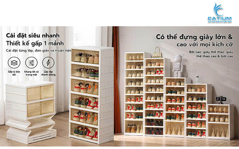 Tủ giày nhiều tầng gấp gọn
