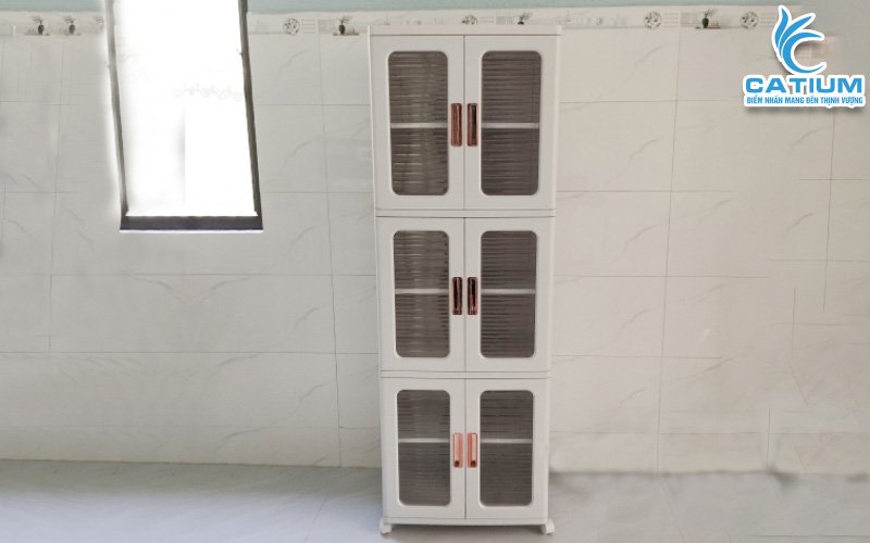 Ảnh thực tủ nhựa gấp gọn 3 tầng dài 53cm