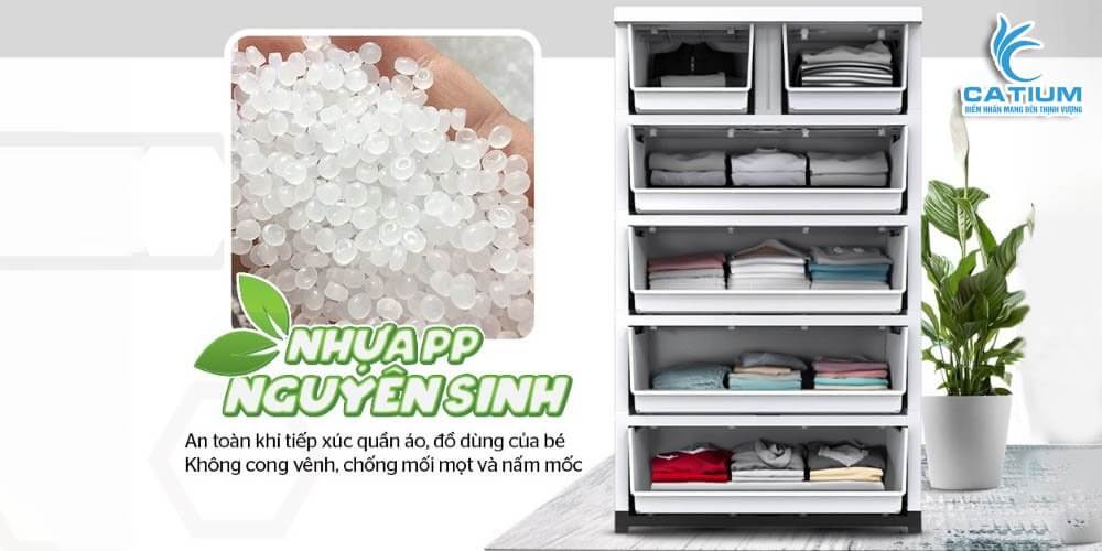 Chất liệu tủ nhựa đôi gia đình 6 ngăn Sunhouse KS-CA688F6