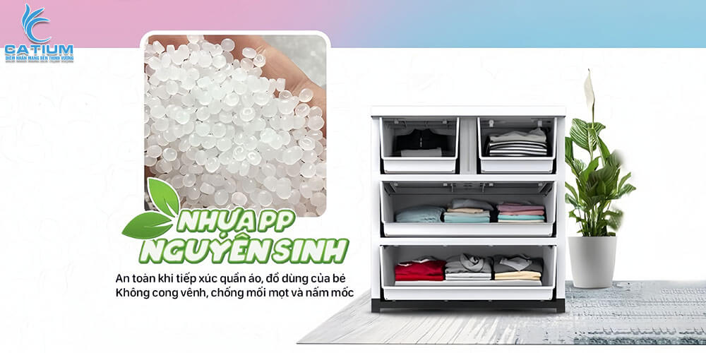 Chất liệu tủ nhựa đôi trẻ em 4 ngăn Sunhouse KS-CA688G4