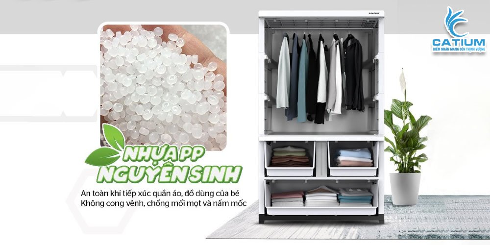 Chất liệu tủ nhựa gia đình 2 cánh KS-CA1177F3