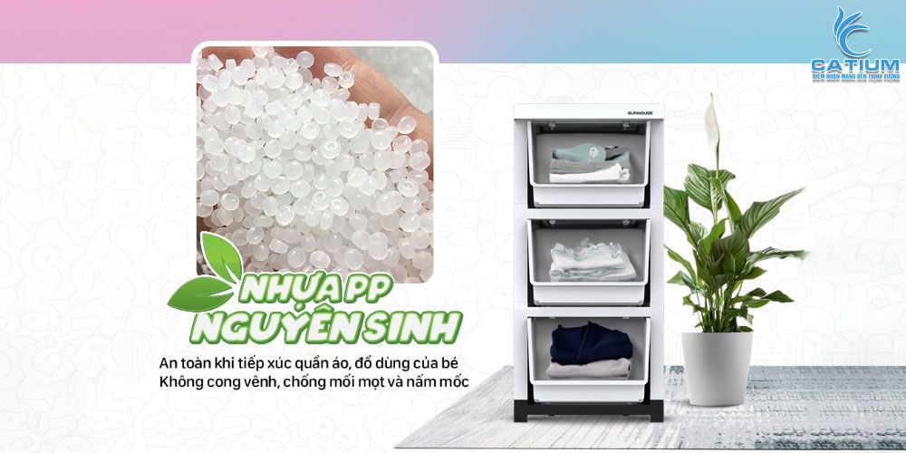 Chất liệu tủ nhựa sơ sinh 3 ngăn KS-CA343G3
