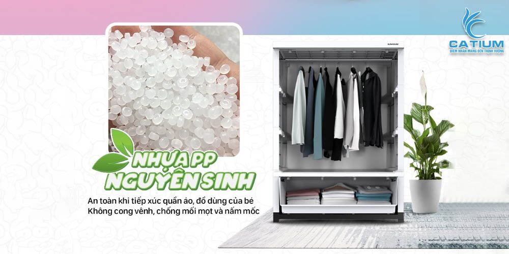 Chất liệu tủ nhựa trẻ em 2 cánh 1 ngăn KS-CA950B1