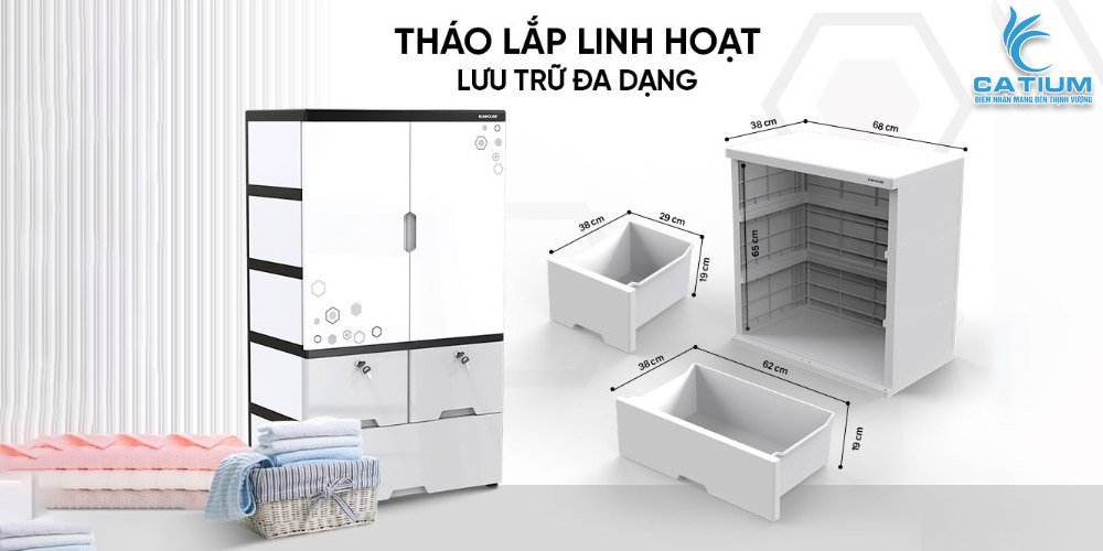 Chi tiết tủ nhựa gia đình 2 cánh KS-CA1177F3