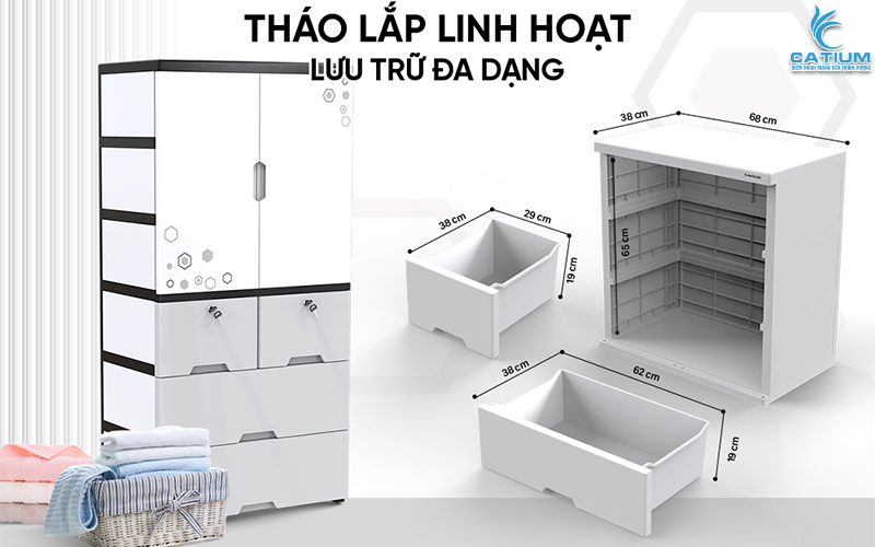 Chi tiết tủ nhựa gia đình Sunhouse 2 cánh KS-CA1400F4