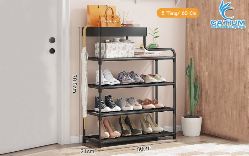 Kệ để giày 5 tầng thép sơn tĩnh điện thiết kế sang trọng