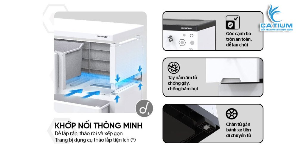 Thiết kế khớp nối tủ nhựa đôi gia đình 6 ngăn KS-CA688F6 thông minh