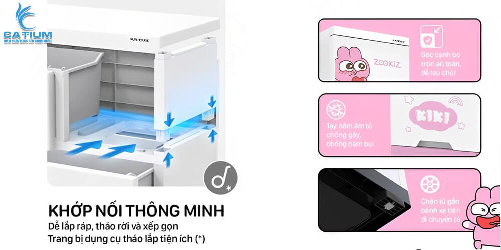 Khớp nối tủ nhựa trẻ em 2 cánh thông minh KS-CA950G1