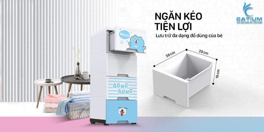 Thiết kế ngăn kéo tủ nhựa KS-CA343B4