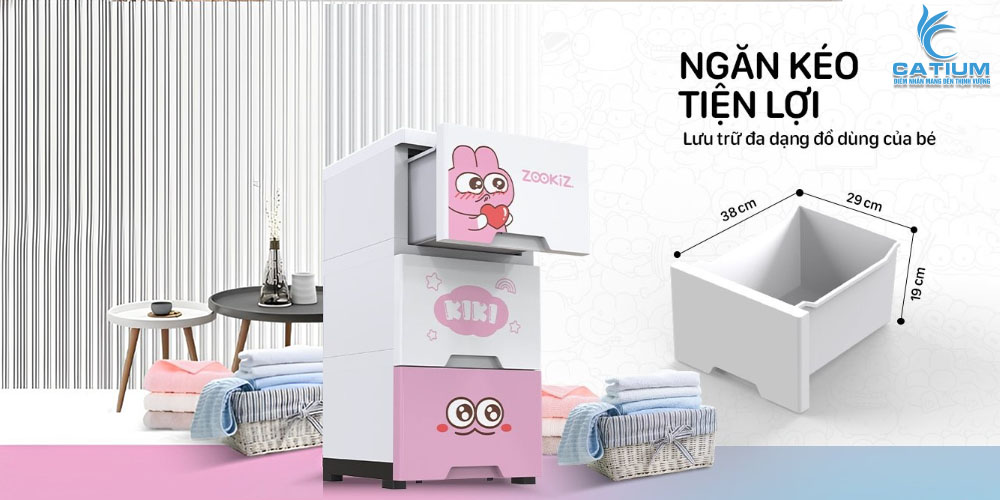 Thiết kế ngăn kéo tủ nhựa 3 ngăn KS-CA343G3