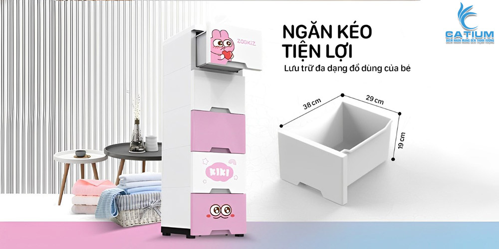 Thiết kế ngăn kéo tủ nhựa 5 ngăn KS-CA343G5