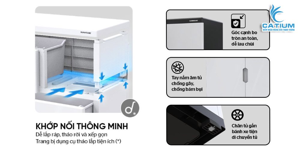 Thiết kế khớp nối tủ giày nhựa Sunhouse KS-CA950S1 thông minh