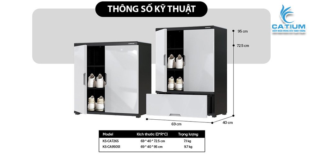Thông số kỹ thuật tủ giày nhựa Sunhouse KS-CA950S1