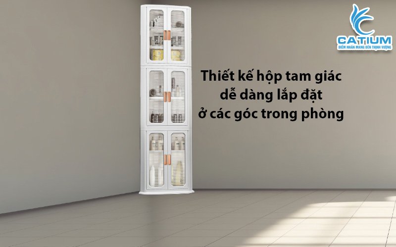 Thiết kế hộp tam giác góc tường