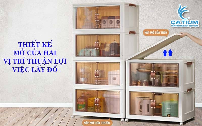 Thiết kế tủ nhựa 3 tầng gấp gọn thông minh