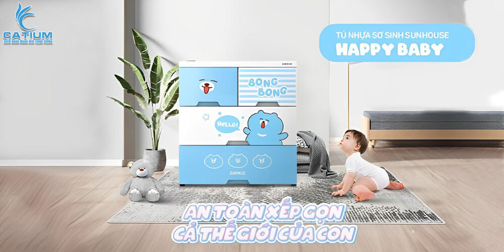 Tủ nhựa 4 ngăn Happy Baby Sunhouse KS-CA688B4