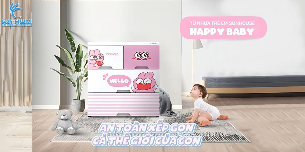 Tủ nhựa 4 ngăn Happy Baby Sunhouse KS-CA688G4
