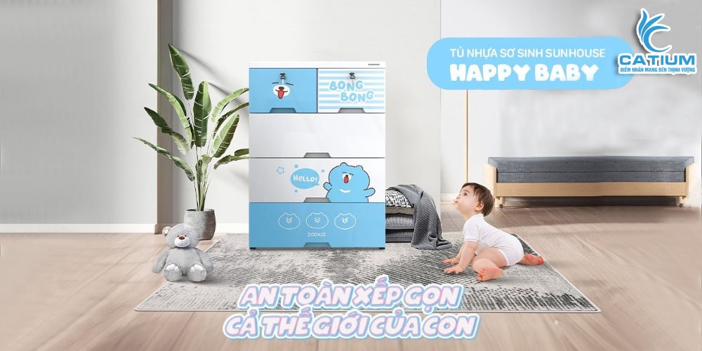 Tủ nhựa 5 ngăn Happy Baby Sunhouse KS-CA688B5