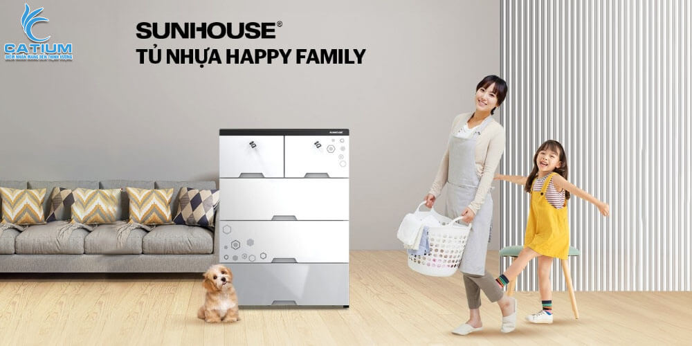 Tủ nhựa đôi 5 ngăn Happy Family Sunhouse KS-CA688F5
