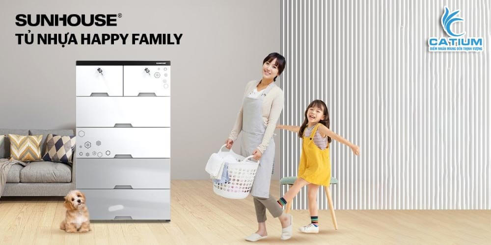 Tủ nhựa đôi 6 ngăn Happy Family Sunhouse KS-CA688F6