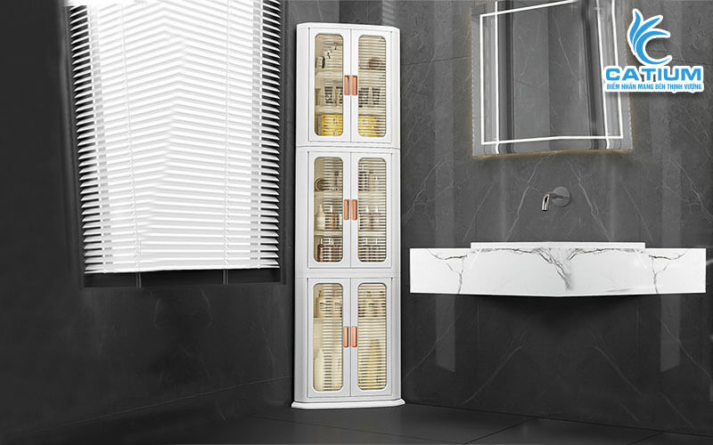 Tủ góc tam giác đựng đồ 3 tầng