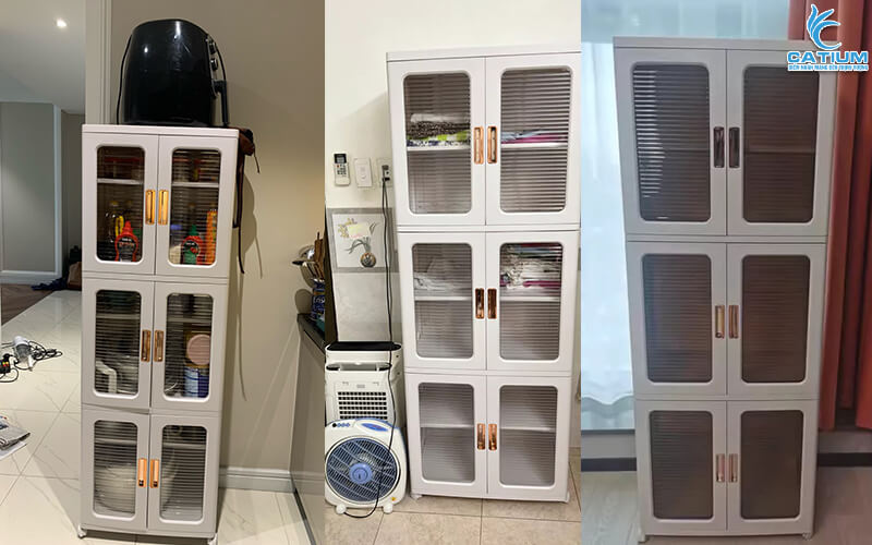Tủ nhựa 3 tầng có bánh xe
