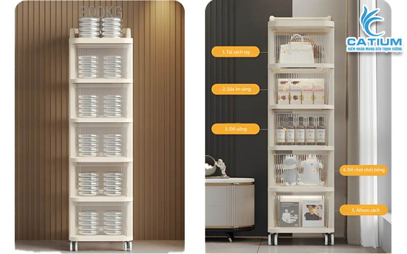 Tủ nhựa trong suốt 5 tầng thiết kế hiện đại