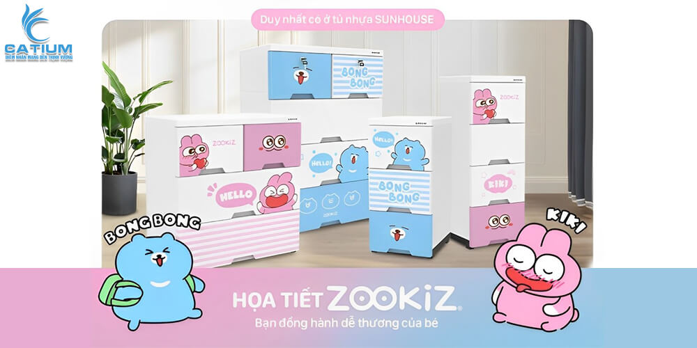 Tủ nhựa đôi cho trẻ em Sunhouse cao cấp KS-CA688G6