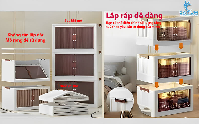Tủ nhựa thiết kế gấp gọn