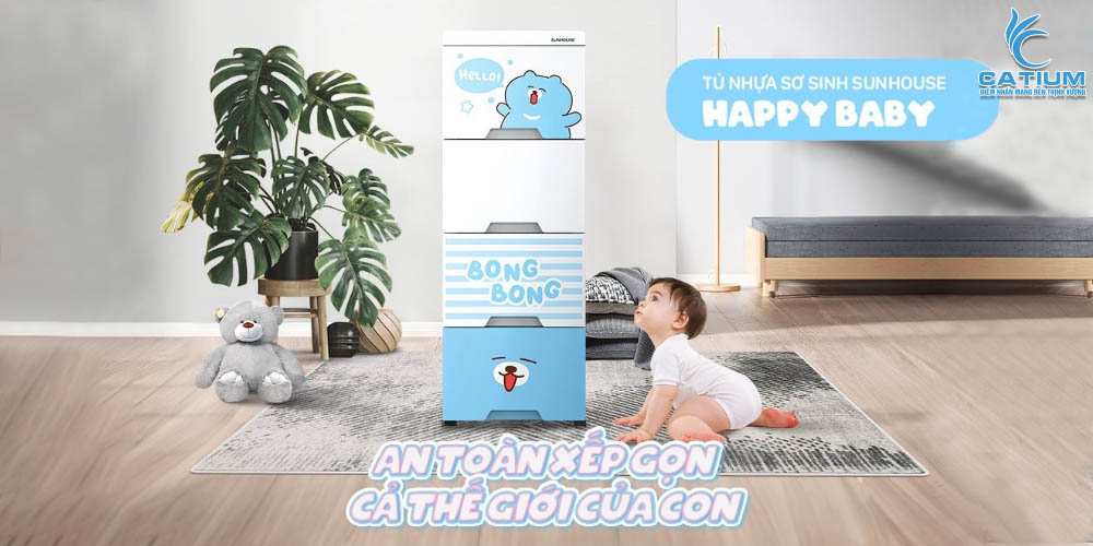 Tủ nhựa sơ sinh 4 ngăn Sunhouse KS-CA343B4