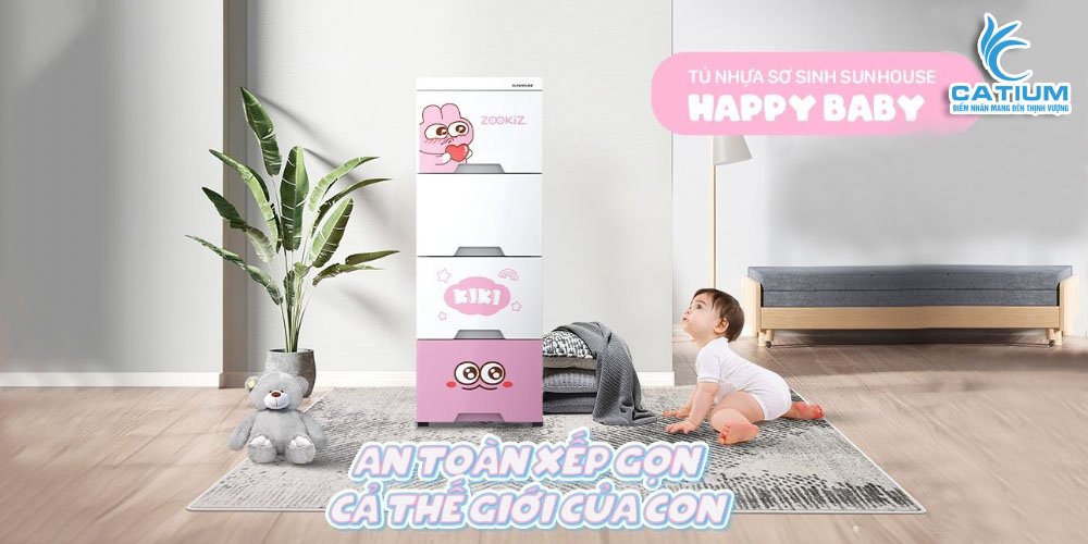 Tủ nhựa sơ sinh 4 ngăn KS-CA343G4