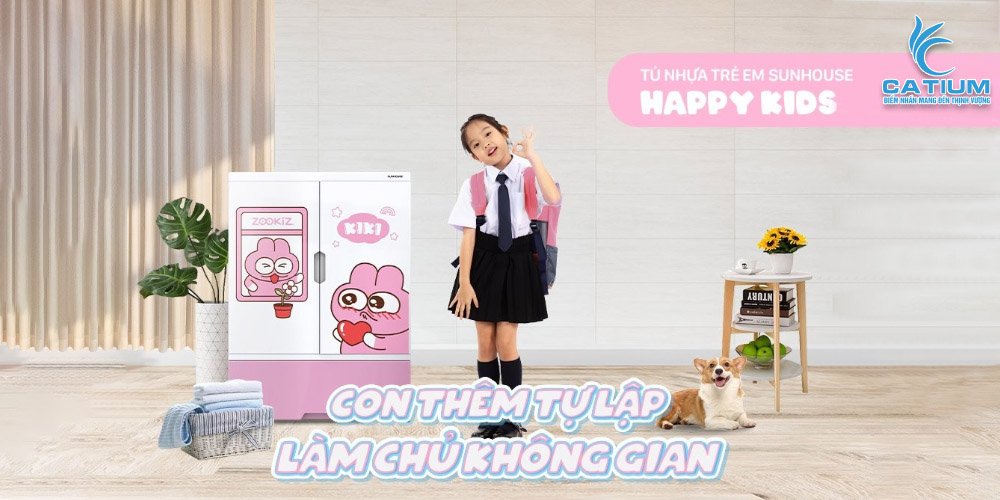 Tủ nhựa trẻ em 2 cánh 1 ngăn Sunhouse KS-CA950G1
