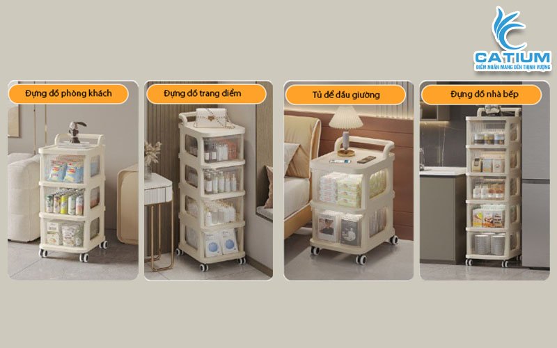 Tủ nhựa trong suốt có bánh xe đa năng