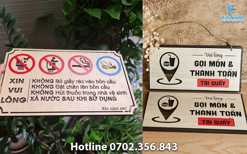 Bảng chỉ dẫn gỗ decor
