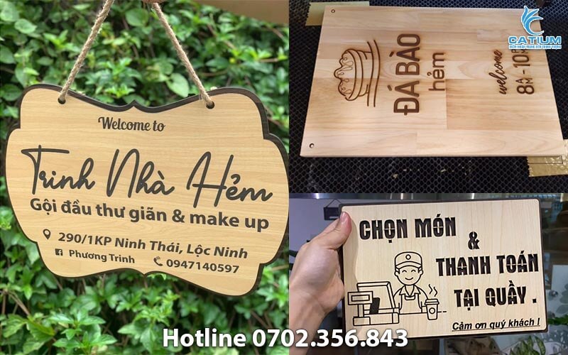Bảng gỗ khắc tên shop